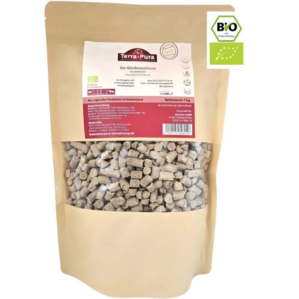 Trockenfutter Bio-Rindermahlzeit für Hunde 1kg