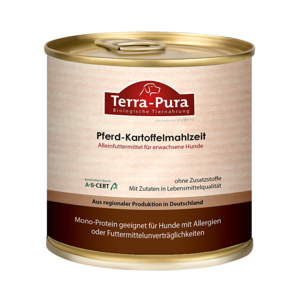 6 x Pferd-Kartoffelmahlzeit für Hunde 800g Dose